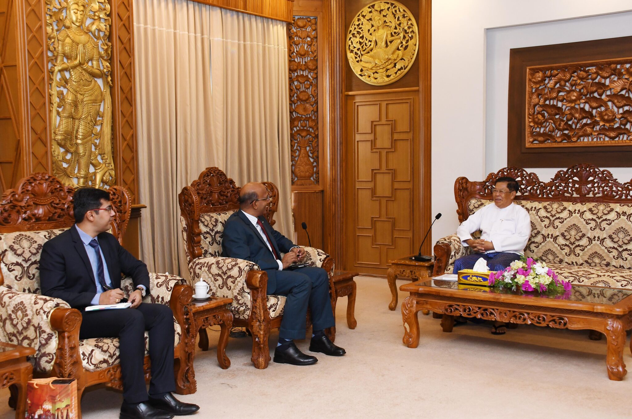 Deputy Prime Minister and Union Minister U Than Swe receives the Indian Ambassador (4 September 2023)