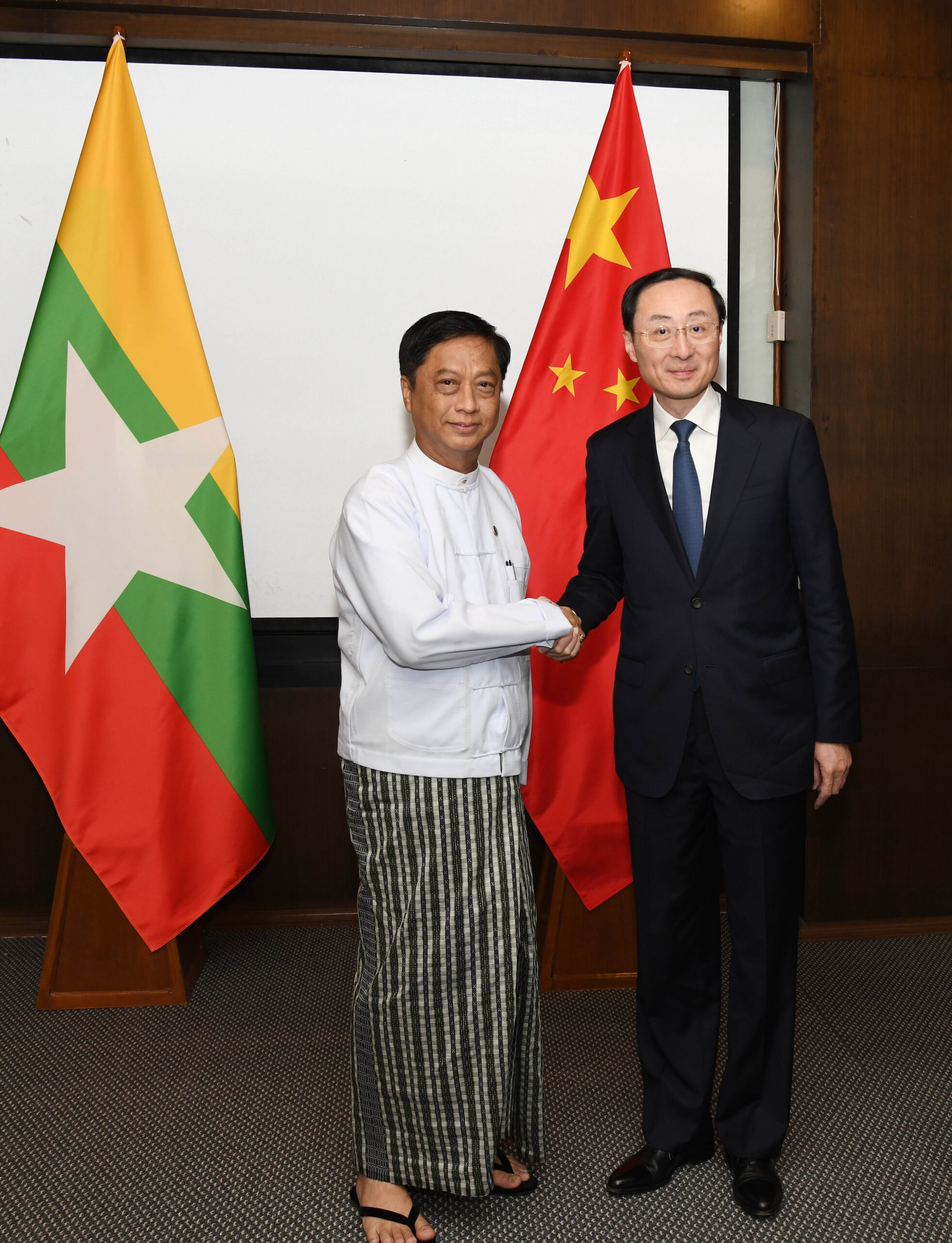 U Lwin Oo, Deputy Minister for Foreign Affairs holds Myanmar-China bilateral consultations with Mr. Sun Weidong, Vice Minister, Ministry of Foreign Affairs of the People’s Republic of China (5-1-2024)