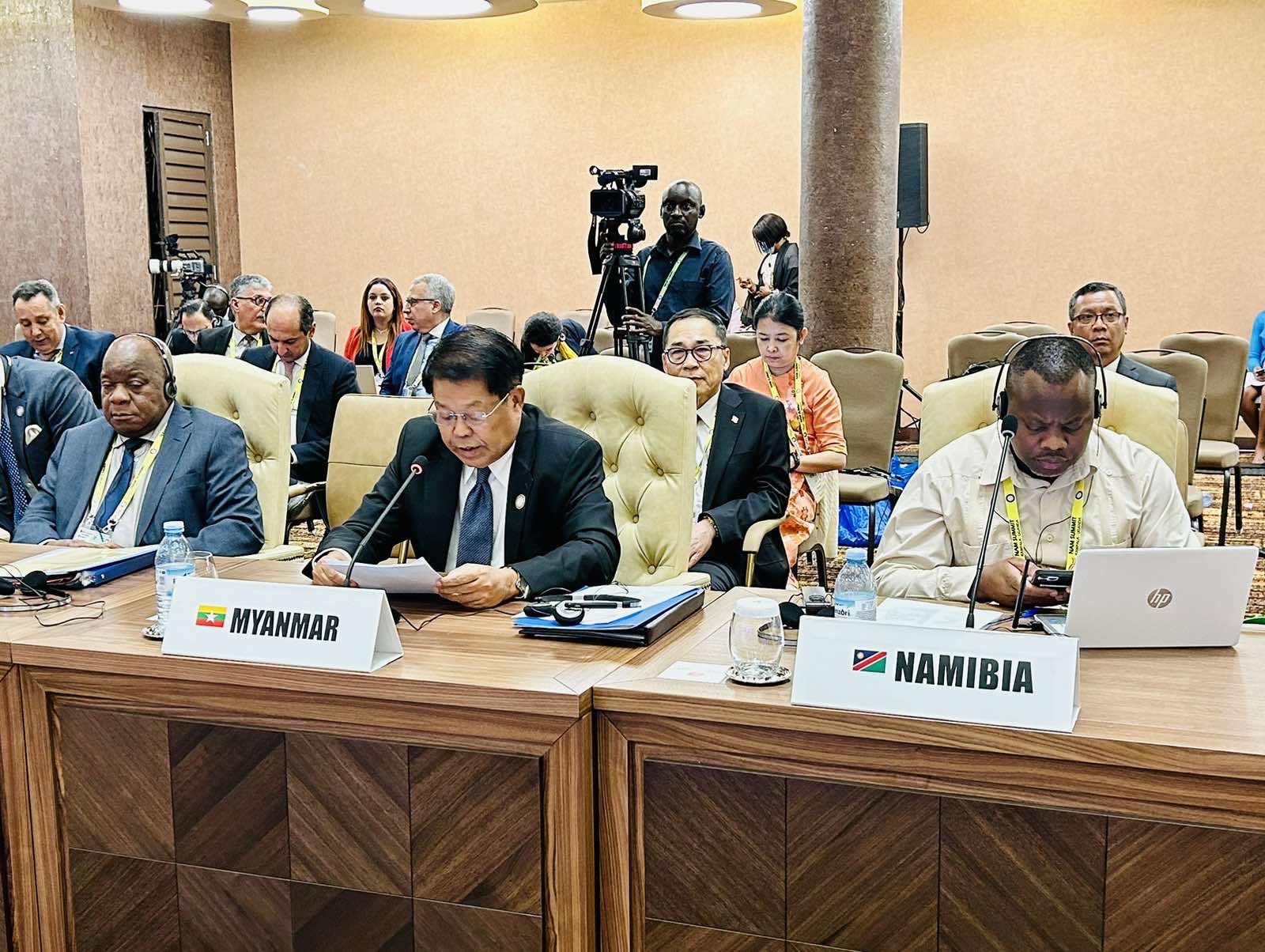 Deputy Prime Minister and Union Minister for Foreign Affairs U Than Swe attends 19th Summit of the Non-Aligned Movement (NAM) in Kampala, Uganda (21 -1-2024)