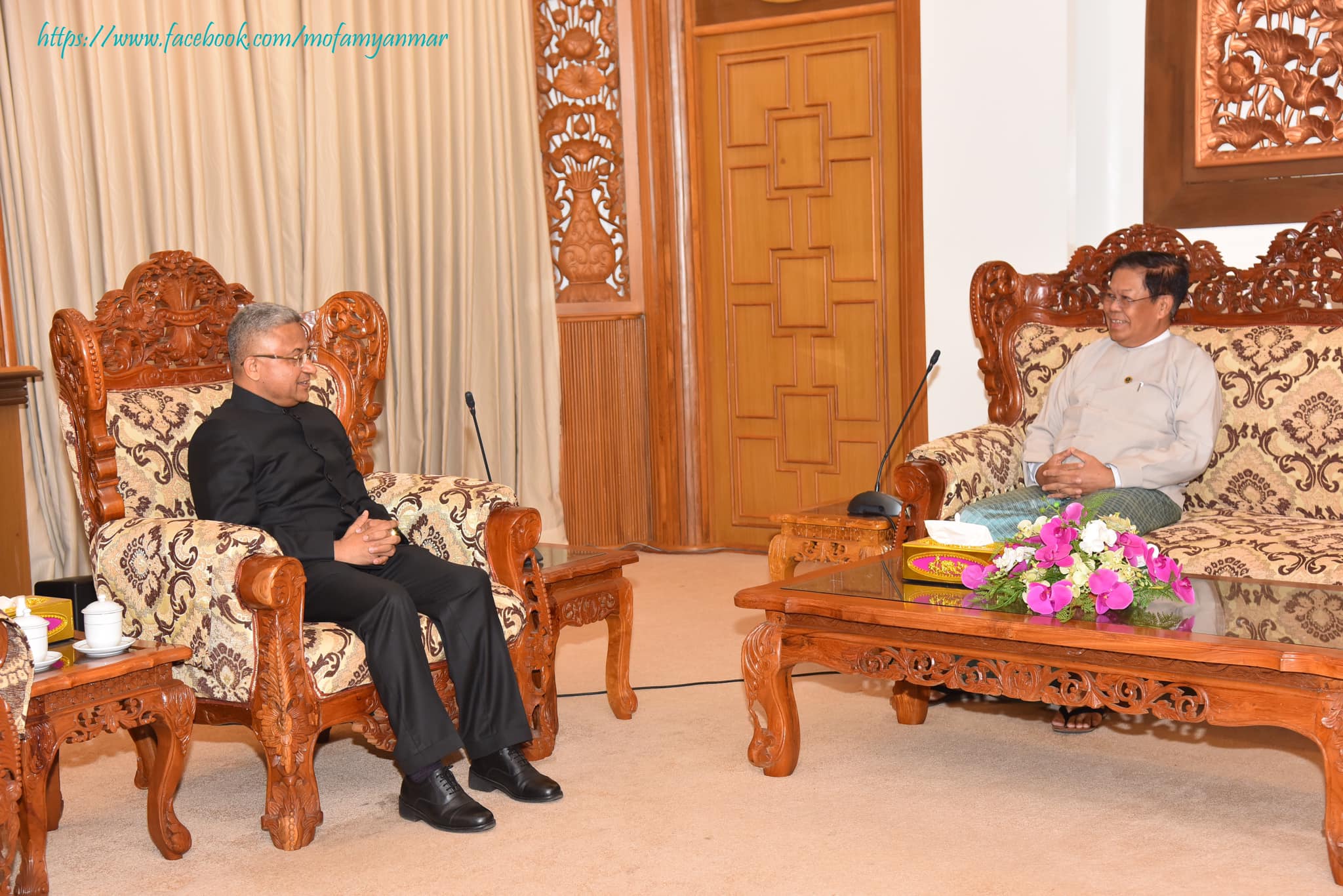 U Than Swe, Deputy Prime Minister and Union Minister for Foreign Affairs receives H.E. Mr. Abhay Thakur, Ambassador-designate of India to Myanmar (30-4-2024)