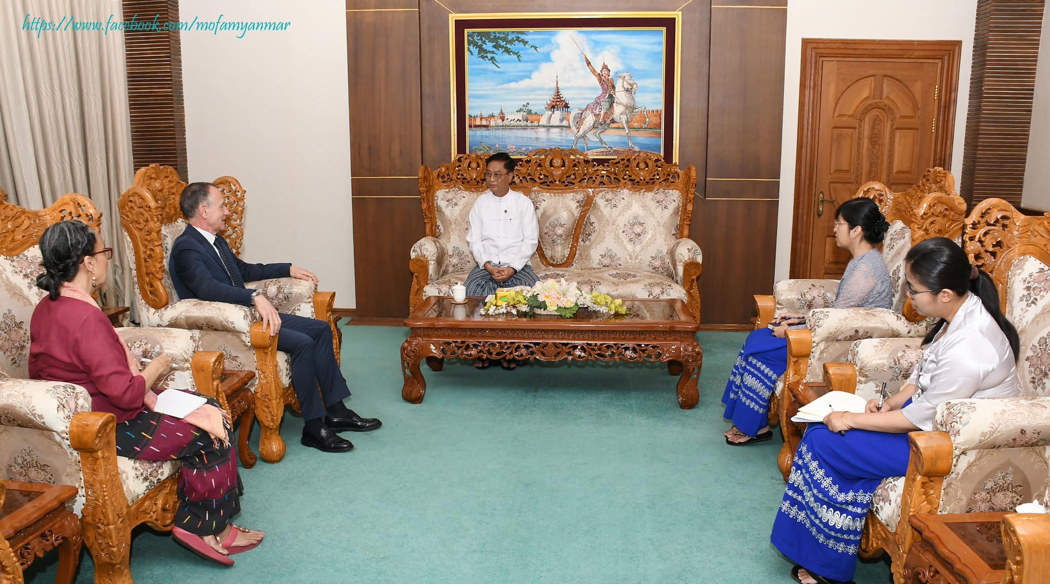 U Lwin Oo, Deputy Minister for Foreign Affairs receives Mr. Marcoluigi Corsi, United Nations Resident and Humanitarian Coordinator a.i. (15-5-2024)